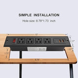 Recessed Power Strip Desk Outlet 4 AC Outlets USB C 20W PD Fast Charger Black