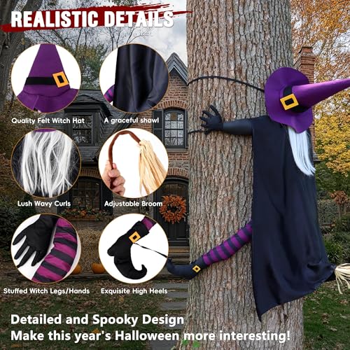 Halloween Decorations Outdoor 57" Crashing Witch into Tree Decor