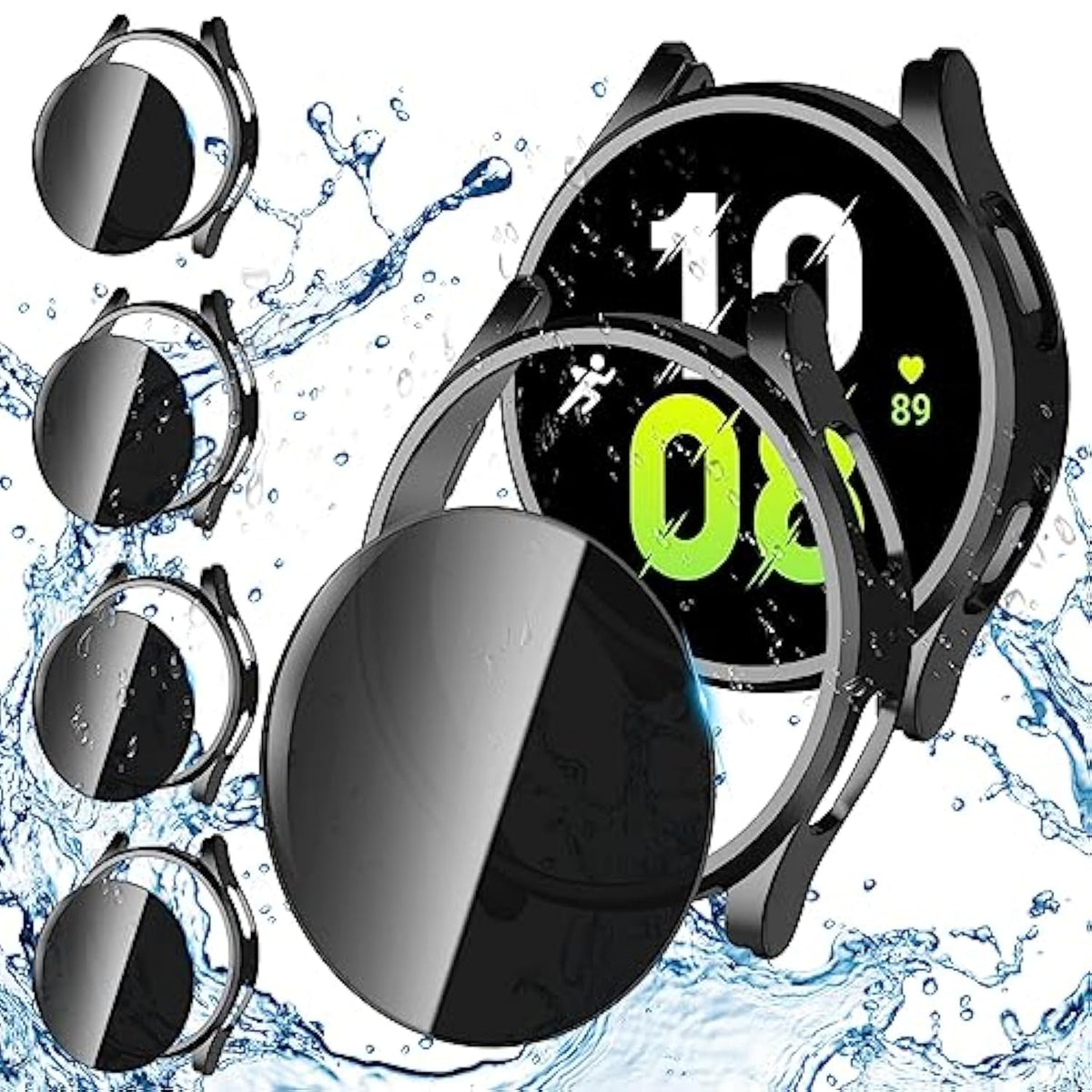4+4 Pack For Samsung Galaxy Watch 5/4 44Mm Smartwatch Case, [Anti-Peeping] Tempered Glass Privacy Screen Protector+ All-Round Pc Matte Protective Cover Bumper