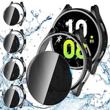 4+4 Pack For Samsung Galaxy Watch 5/4 44Mm Smartwatch Case, [Anti-Peeping] Tempered Glass Privacy Screen Protector+ All-Round Pc Matte Protective Cover Bumper