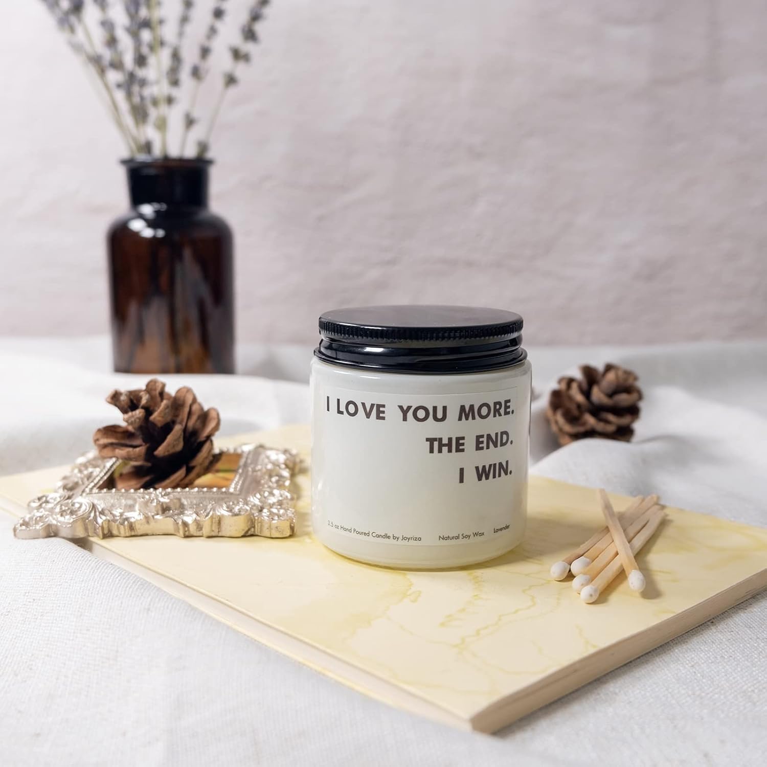 I Love You More The End I Win– Lavender Candle Gifts For Boyfriend Girlfriend Family, Unique Christmas Birthday Wedding Gift, Husband Wife Gift For Anniversary Valentines (3.5Oz)