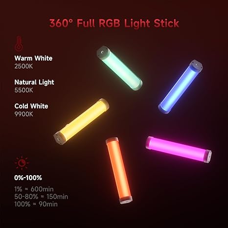 Mini RGB Tube Light LED Video Wand Rechargeable Magnetic Handheld Light Stick for Vlog YouTube