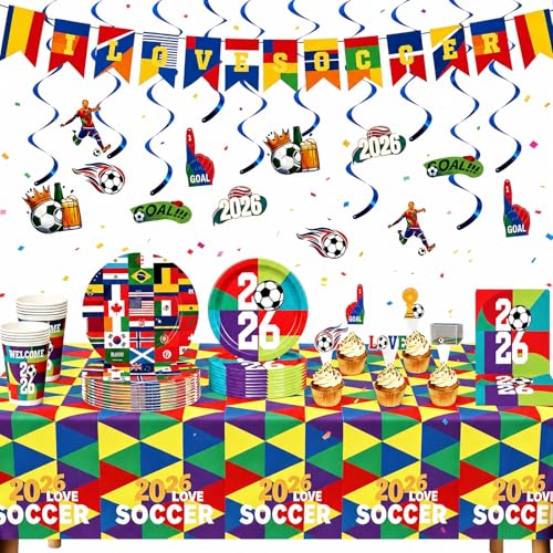 74 Pcs Soccer Party Supplies and Soccer Party Decorations Set