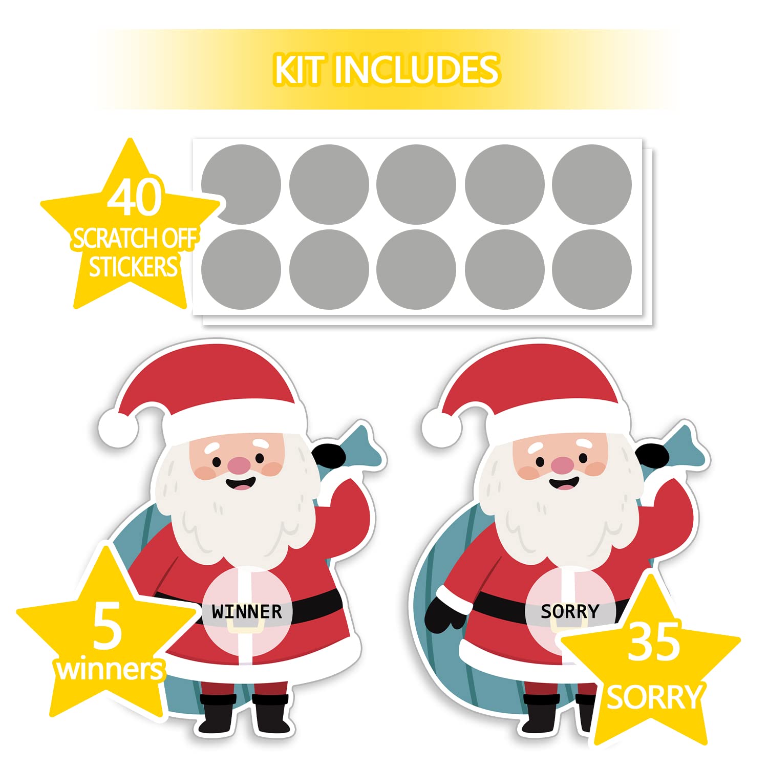 Scratch Off Game - 40 Funny Christmas Cards With Santa Shape For Adults, Xmas Holiday Party Activity