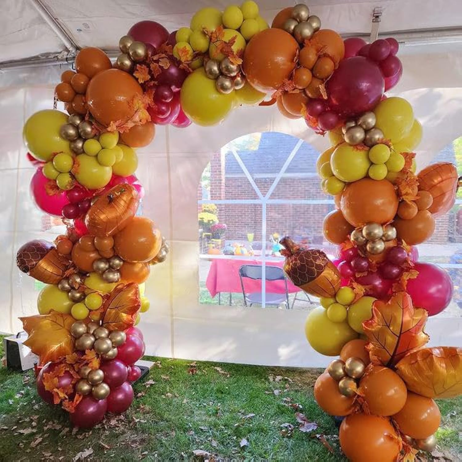 Fall Balloon Arch Kit: Orange, Burgundy, Gold, Pumpkin & Maple Leaf Decor