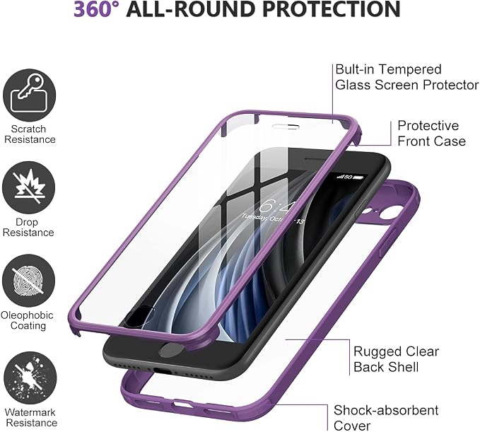 Crossbody Phone Lanyard Case with Zippered Pouch Adjustable Strap Purple