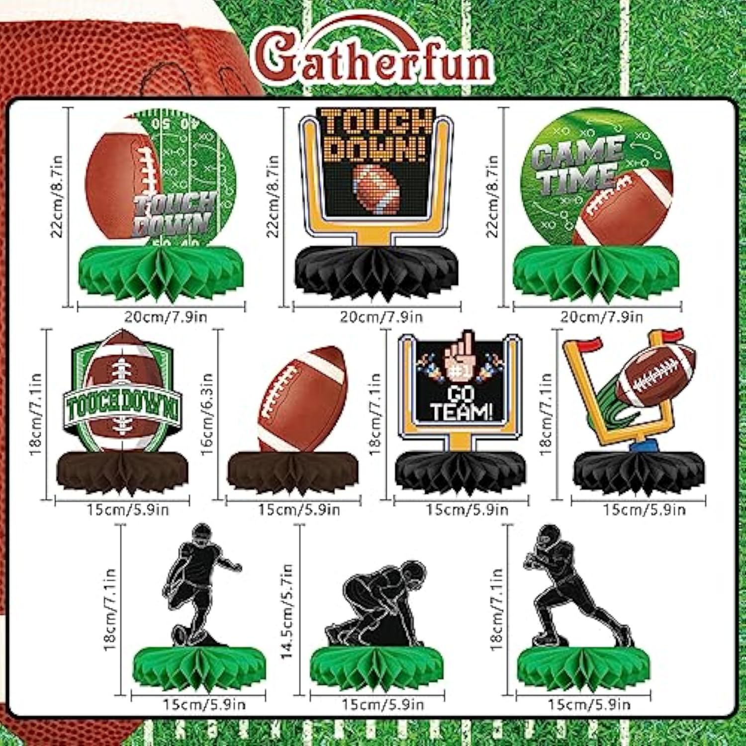 10Pcs Football Party Decorations Football Table Centerpiece Football H