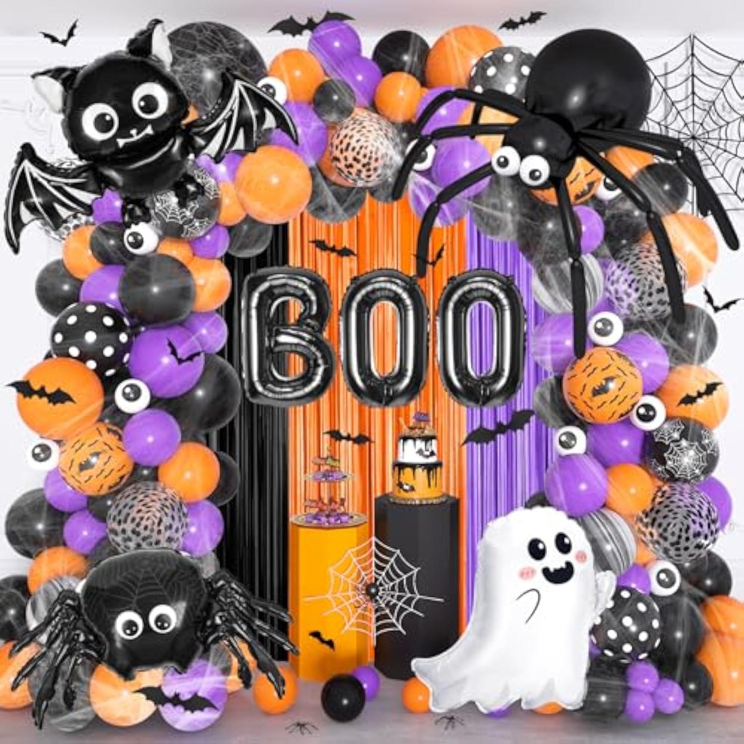 Halloween Balloon Arch Kit: Spider, Bat, Ghost Decor - 172 Piece