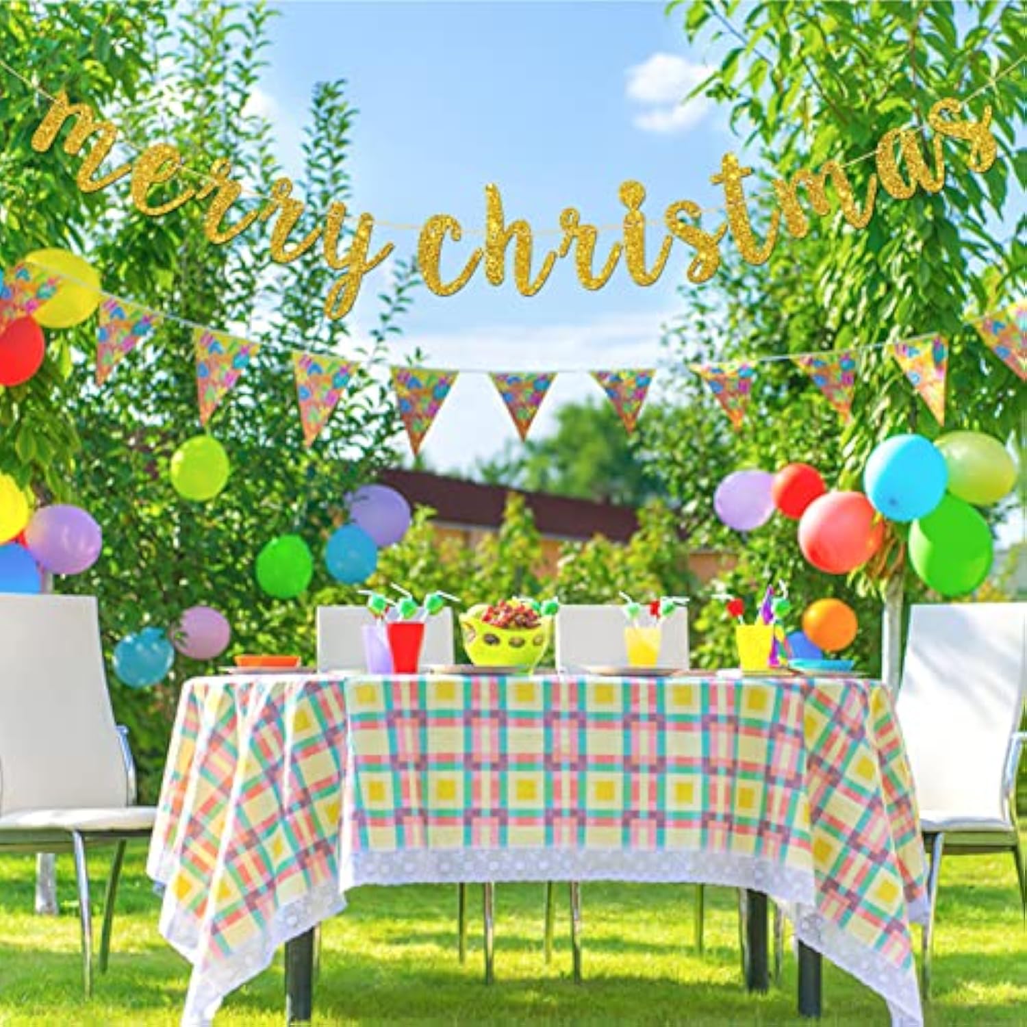 Gold Glitter Merry Christmas Banner, Winter Holiday Party Garland Bunting, Christmas Eve, Be Merry Party Decoration Supplies