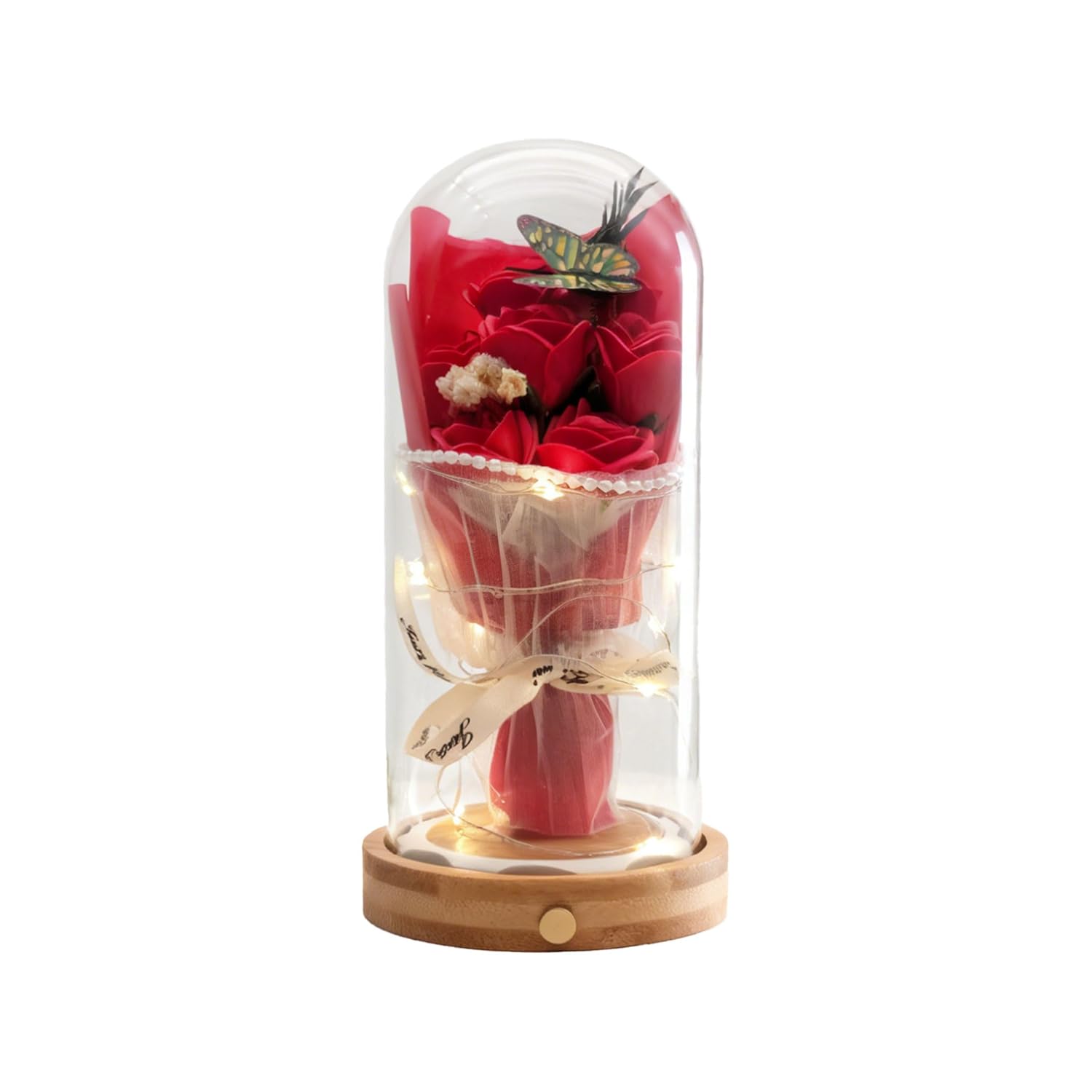 Artificial Flowers Fresh Bouquet Preserved Flowers Red Roses Glass Flower With Lighting Christmas And Birthday Gifts For Women