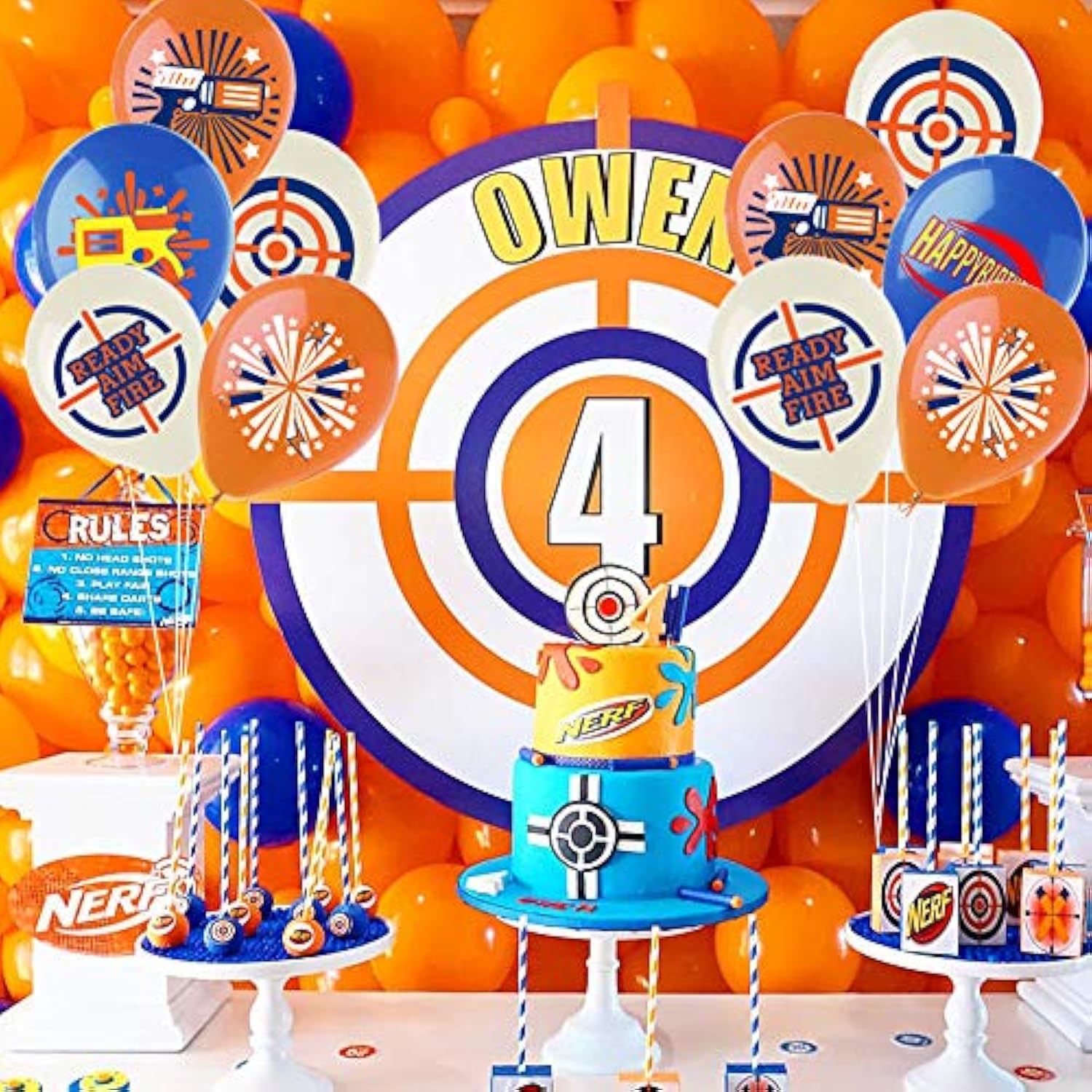 Dart War Party Supplies, Balloons, Gun Picks & Target Decorations for Birthday Party