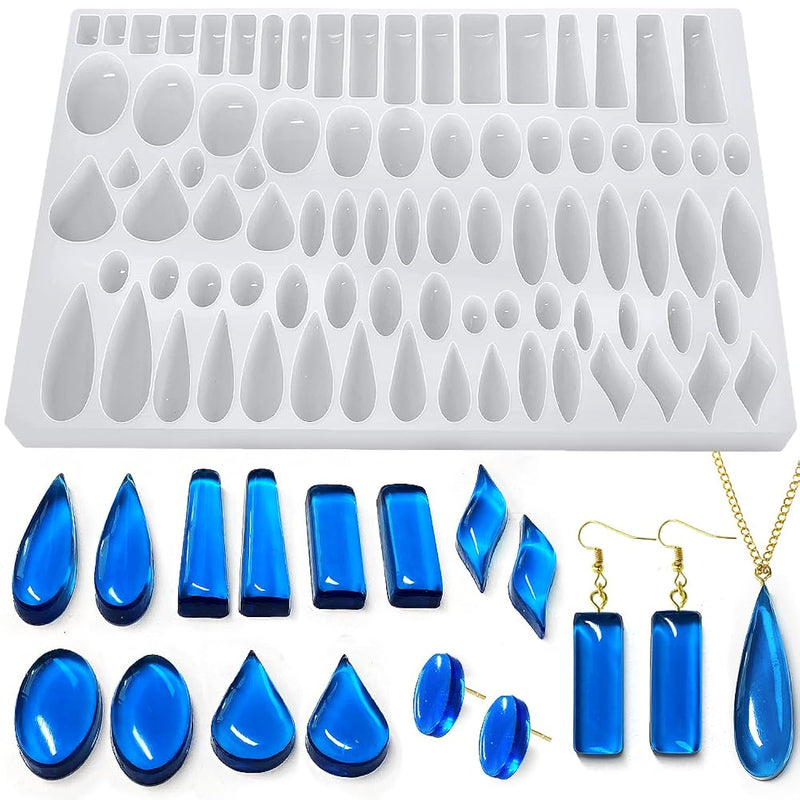 Stud Earrings Silicone Mold With 41 Paired Shapes, Rectangle Teardrop Dangle Uv Resin Mold, Cabochon Jewelry Making Casting Mold