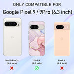 Pixel 9 Case 6.3", Pink Marble, Soft TPU, Slim Shockproof, 2024, for Women