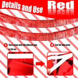 6 Pack 10 Feet Red Foil Fringe Garland Metallic Tinsel Streamers Banner Wall Hanging Curtain Backdrop Banner For Parade Floats, Thanksgiving, Christmas, Birthday, Halloween Party Decorations