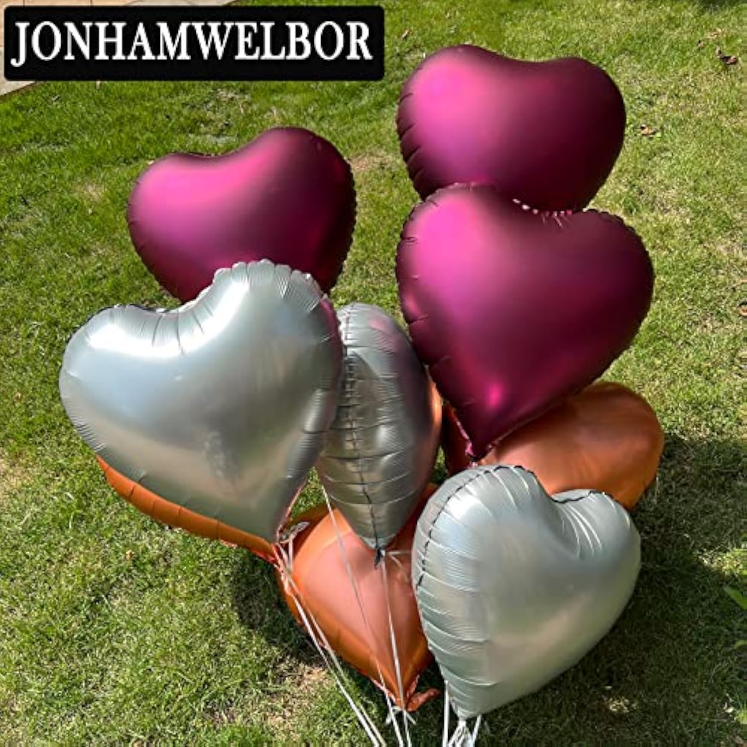 20Pcs 18 Inch Burgundy Foil Mylar Heart Shape Balloons Decorations Valentines Birthday Wedding Baby Shower Party (Maroon)