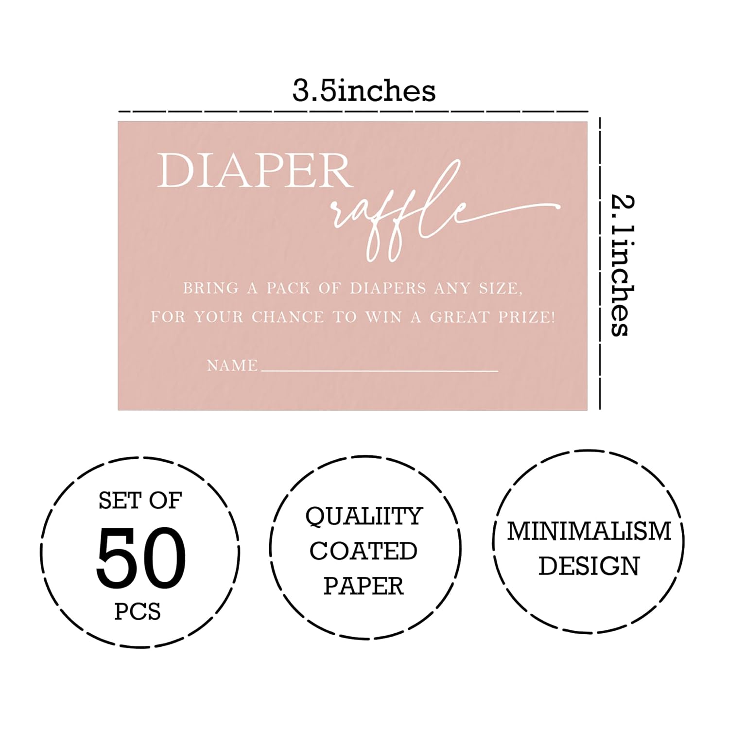 3.5 X 2.1 Inches Baby Shower Diaper Raffle Tickets, 50 Pcs Minimalism Pink Tickets For For Girl Or Boy Baby Shower Invitations?Baby Shower Game, Gender Reveal Game, Baby Shower Activity Supplies-A04