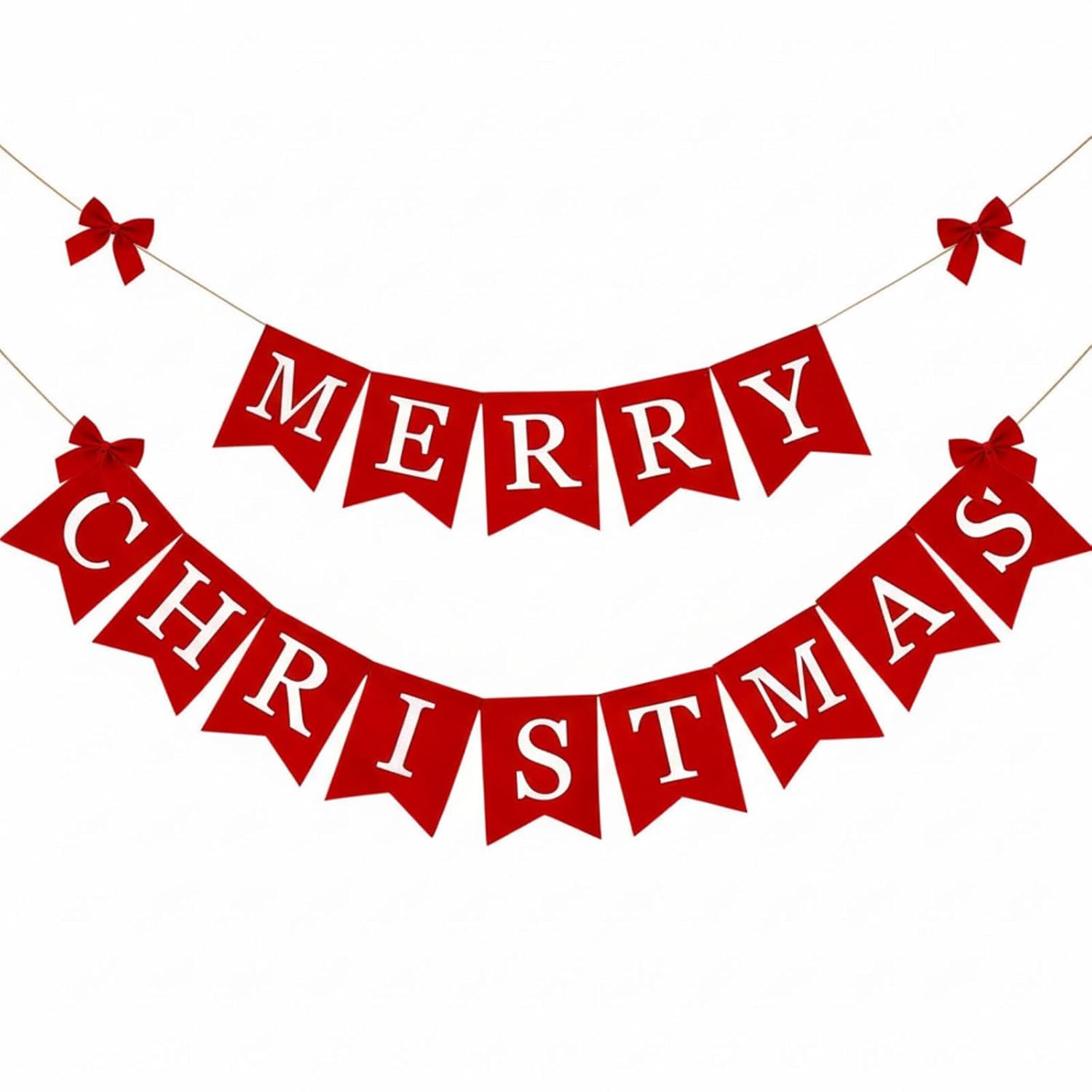 Merry Christmas Banner Xmas Burlap Bunting Garland Christmas Decorations For Fireplace Chimney Wall Tree Party Indoor Outdoor Party Office Classroom(Red)