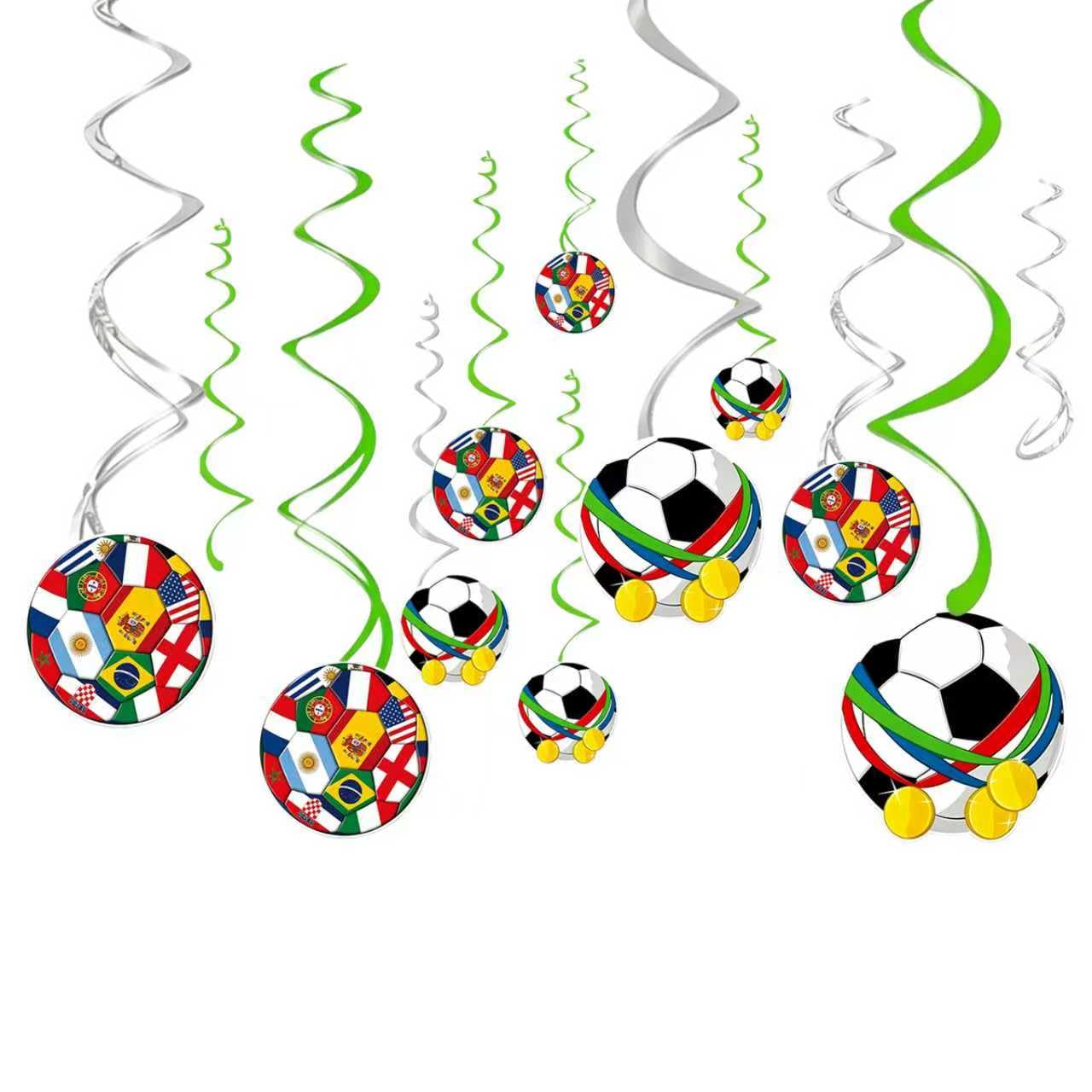 44CT Soccer Hanging Swirl for Soccer Party Supplies, Soccer Flag Hanging Swirls Theme Birthday Party Decorations