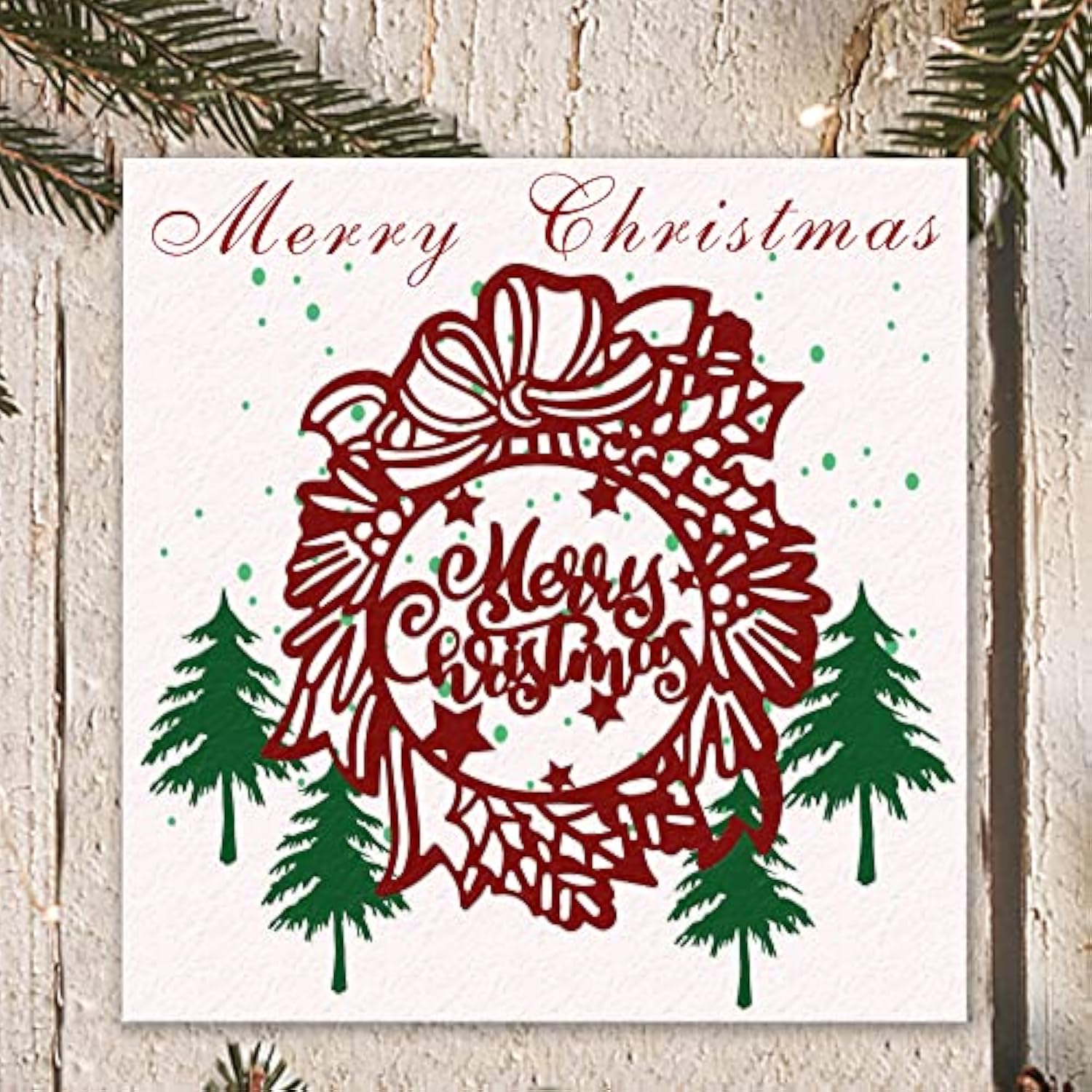 Christmas Wreath Frame Metal Cutting Die Set For Card Making And Christmas Decorations, Merry Christmas Words Die Cuts Stencils Embossing Template For Diy Scrapbooking Craft