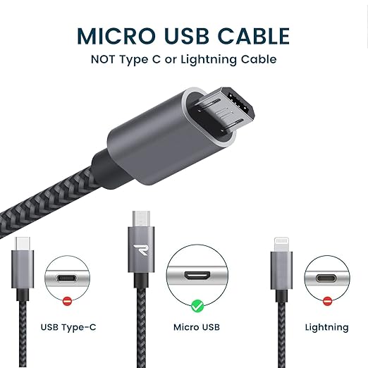 2 Pack 3.3FT Micro USB Cable USB A to Micro USB Fast Charging Data Sync Cord