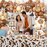 Highland Cow Baby Shower Decorations Include Brown Holy Cow Print Plates And Napkins, Banners, Cake Topper, Tablecloth, Balloon, Highland Cow Birthday Decorations For Boy Baby Shower Cow Themed Party