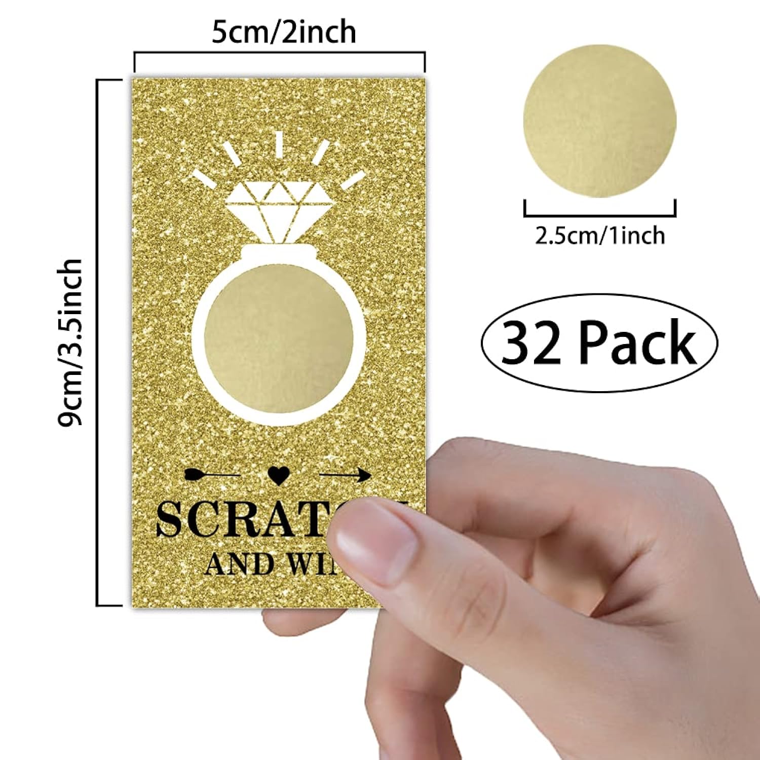 Gold Diamond Bridal Shower Scratch Off Game Cards?32 Pcs? Gift Certificate Scratch Off Cards Activity For Wedding Festive Raffle Tickets Family Holiday Games Supplies For Kids Adults