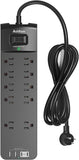 Surge Protector Power Strip 10 Outlets 4 USB Ports 2 USB C 2700J 6FT Flat Plug Extension Cord