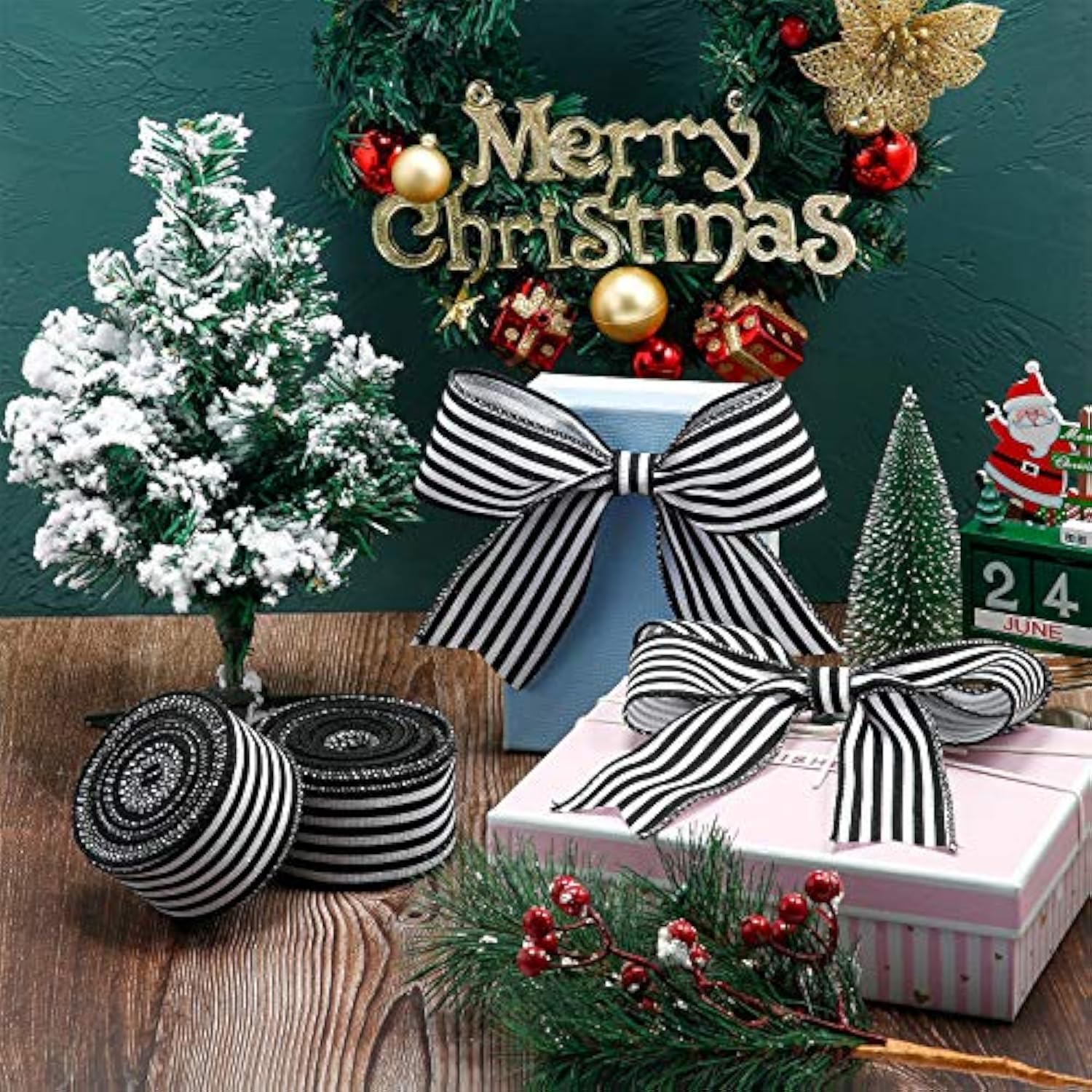 3 Rolls 30 Yard X 2 Inch Striped Ribbon Striped Fabric Grosgrain Ribbo