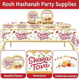 98pc Rosh Hashanah Party Supplies Plates Napkins Tablecloth for 24 Guests
