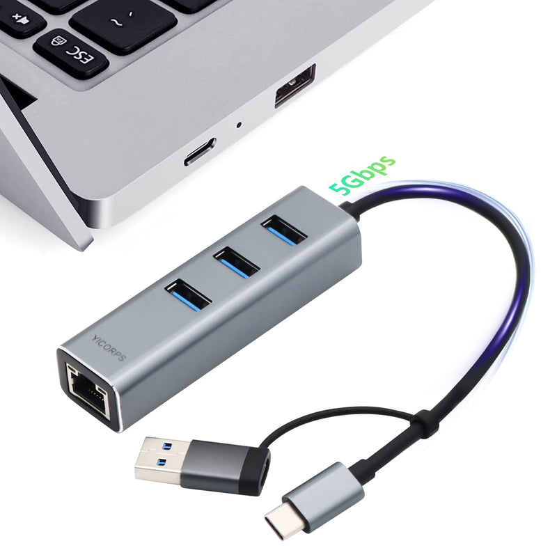 Usb C To Ethernet Adapter 3 Port Usb 3.0 Expander Hub To Rj45 Lan With Gigabit