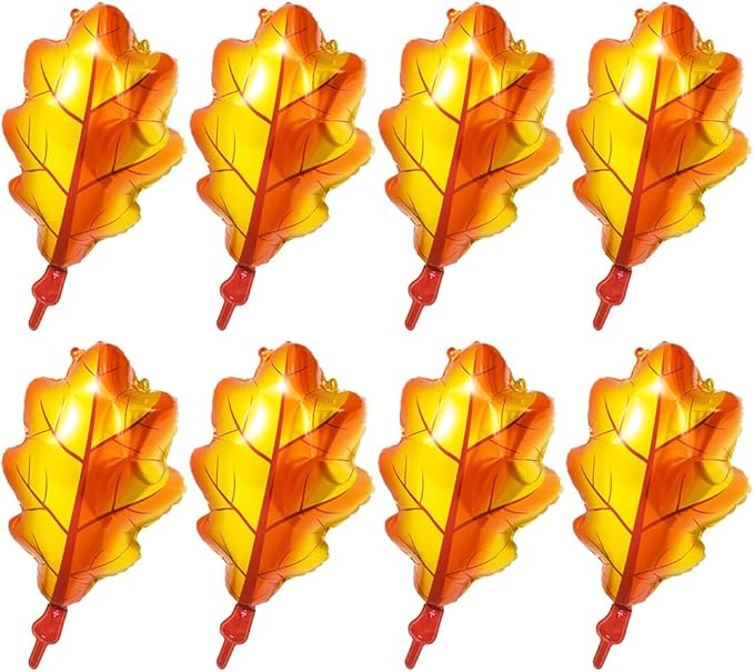 8Pack Fall Maple Leaf Foil Balloons Thanksgiving Autumn Harvest Party Decorations