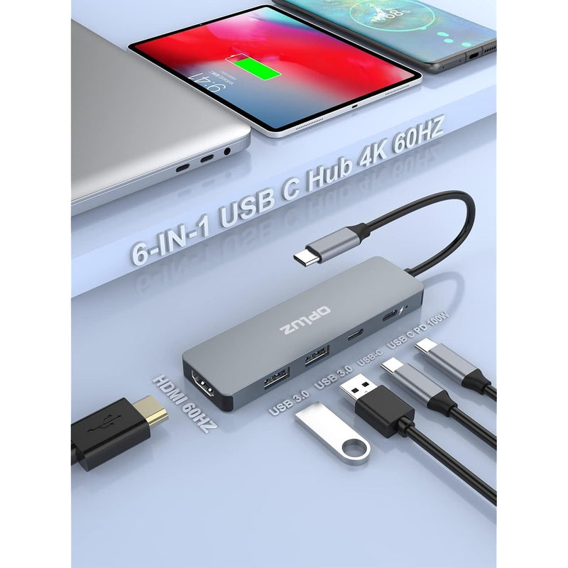 Usb C Hub 5-In-1 Usb C To 4K@60Hz Hdmi Multiport Adapter, 5Gbps 100W Pd Usb C