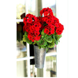 Artificial Geranium Silk Flower Bush Red 19 Inches Faux Geranium Flowers Plant For Outdoor Planter Home Patio Garden Decoration Set Of 2