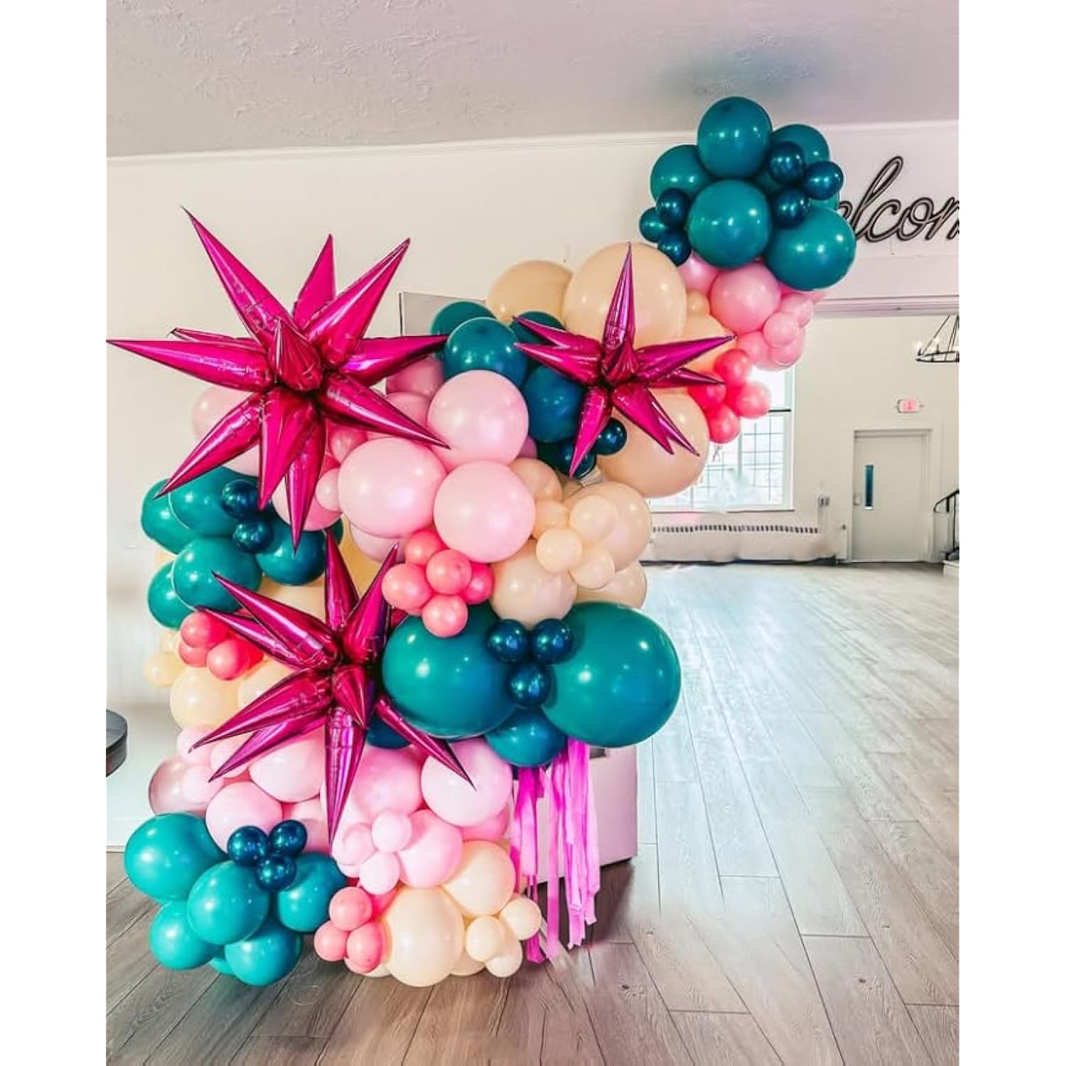 3pcs 26" Pink Starburst Foil Balloons – Spiked Star Balloons for Party & Event Decor