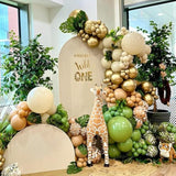 Safari Jungle Balloon Garland Arch Kit Sage Green And Brown Balloons With Animal Print For Wild One Tropical Theme Party Supplies For First Bithday Baby Shower Wedding Decorations