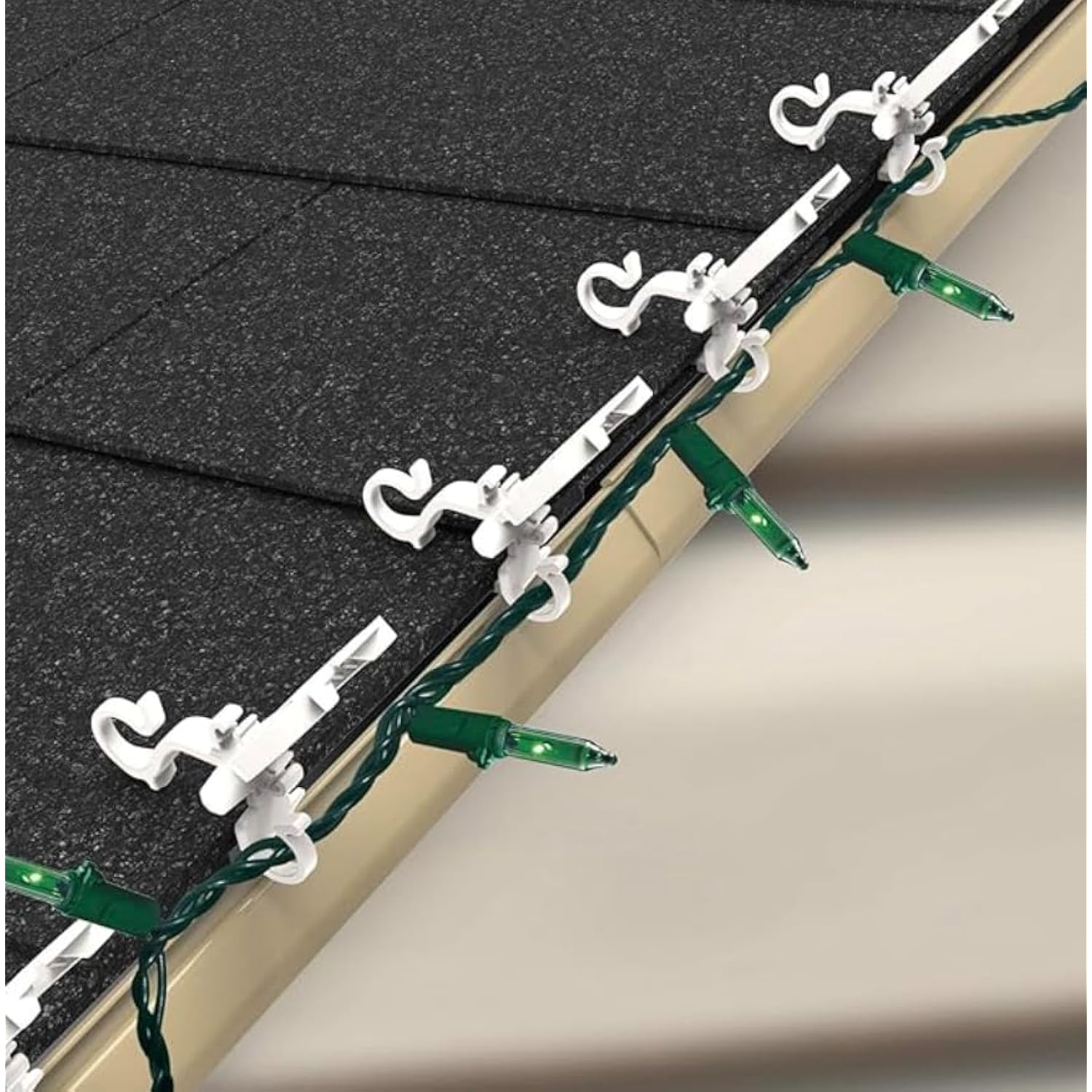 Commercial Deluxe Christmas Light Clips - Box Of 50 Clips For Shingle, Gutter Or Roof - C5,C6,C7,C9,C12,Globe,Mini Lights - Swivel Lock Design - Fast Install Outdoor Clips