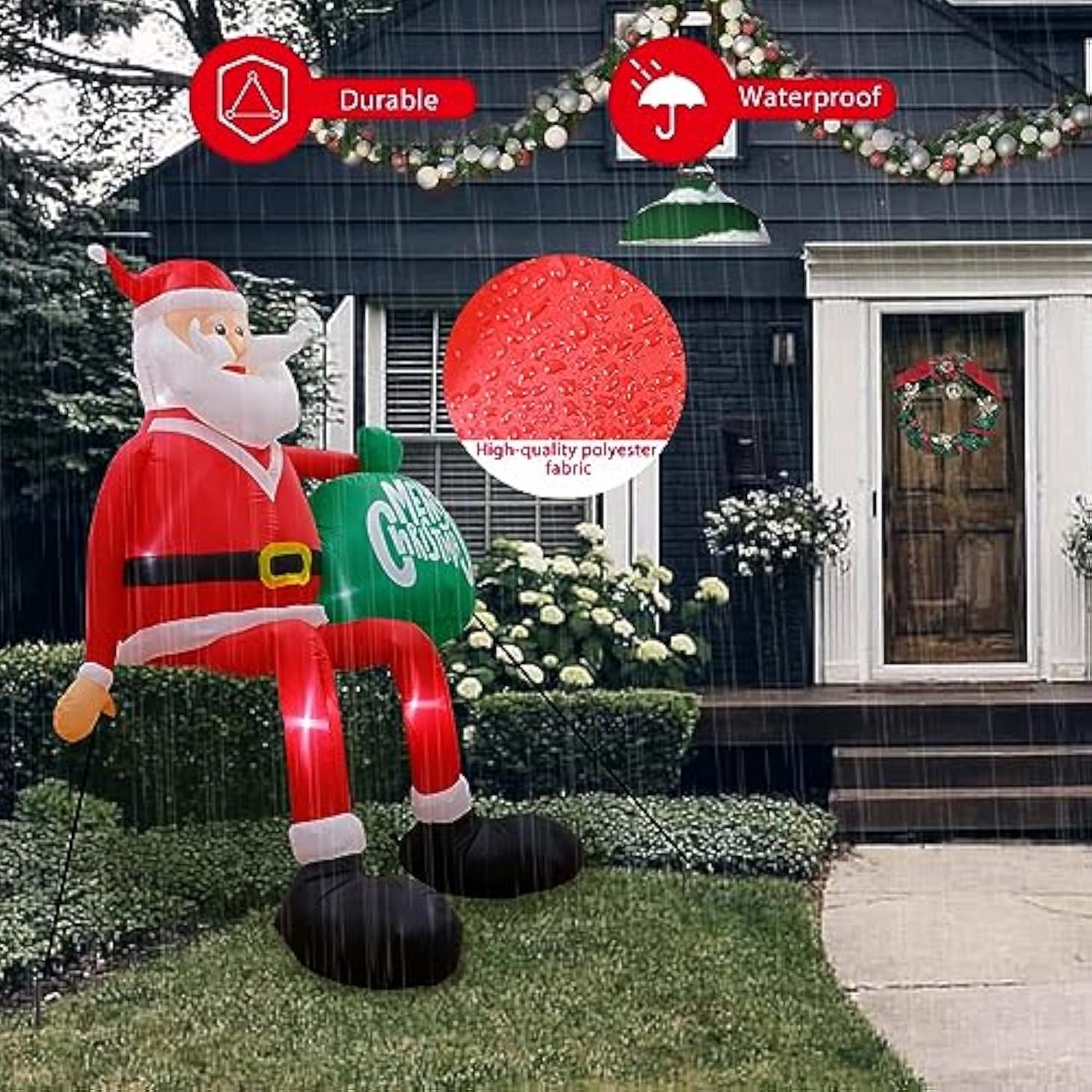 8Ft Christmas Inflatable Outdoor Decoration, Climbing Inflatable Santa Claus Decor Blow Up Yard Decorations With Led, In