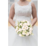 Wedding Bouquets For Bride Bridesmaid, 9 Inch Ivory Bride Bridal Bouquet Tossing Rustic Bouquet Artificial Roses For Wedding Church Home Decoration