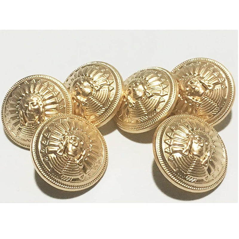 5 Pcs Golden Metal Human Face Pattern Round Buttons For Clothes Decoration Diy