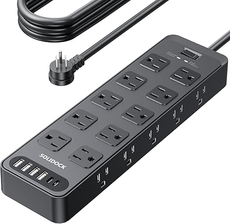 Heavy Duty Surge Protector Power Strip 20 Outlets USB Ports 6FT Extension Cord 15A