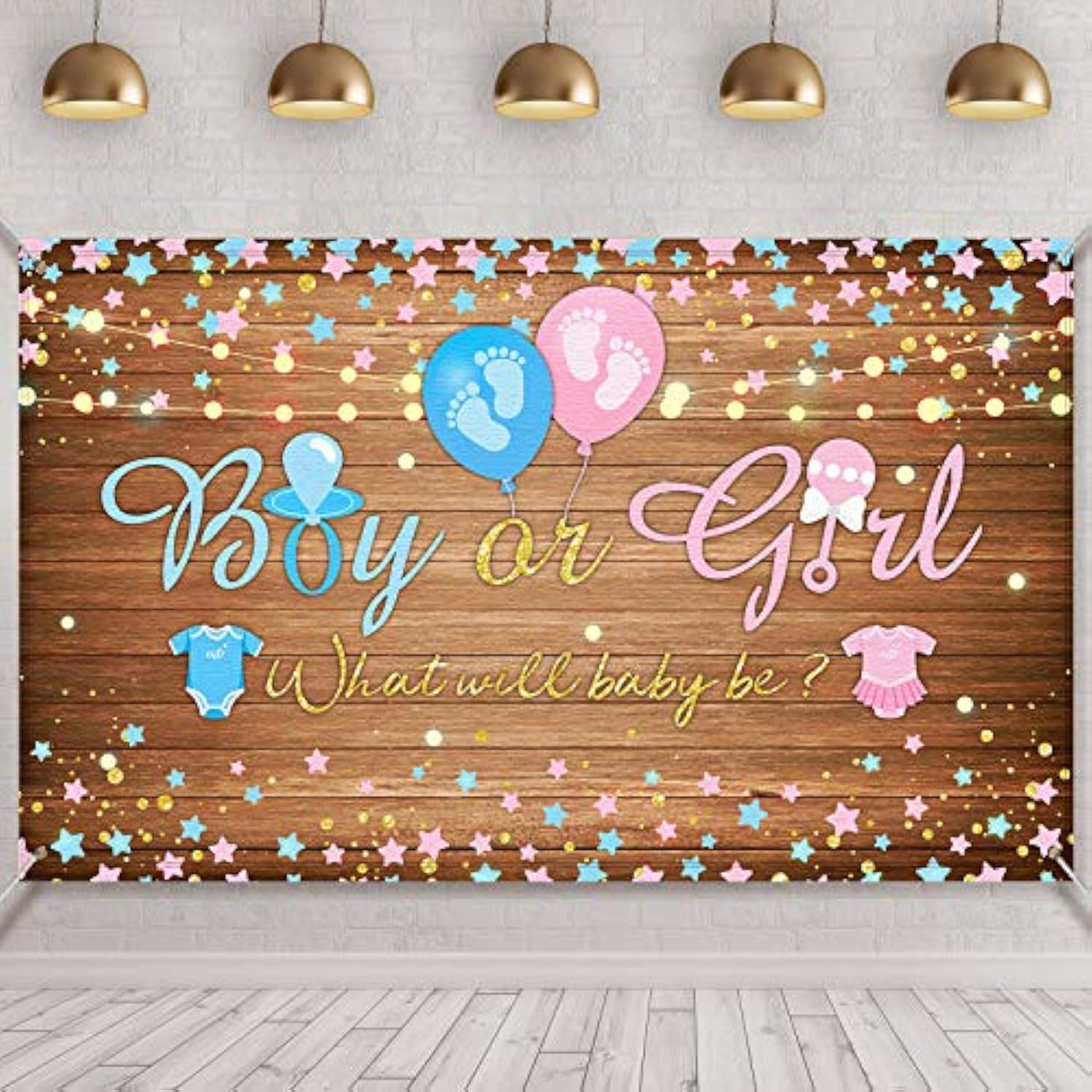 70.8×43.3″ Gender Reveal Backdrop – Pink & Blue “Boy or Girl” Banner