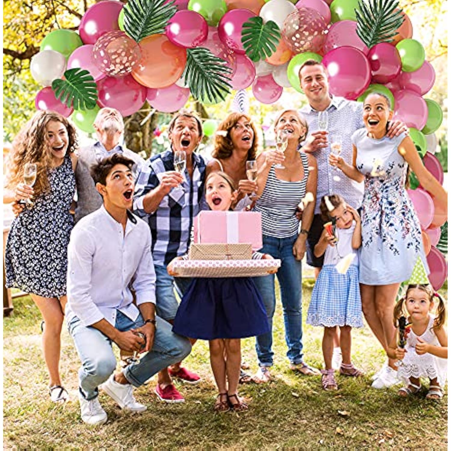 117pcs Tropical Balloon Garland Kit for Luau, Flamingo, Birthday & Baby Shower