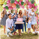 117Pcs Tropical Balloons Arch Garland Kit, Hot Pink Green Rose Gold Confetti Balloons Palm Leaves & 5Tools For Tropical Hawaii Aloha Luau Flamingo Theme Birthday Party Baby Shower Wedding Decorations