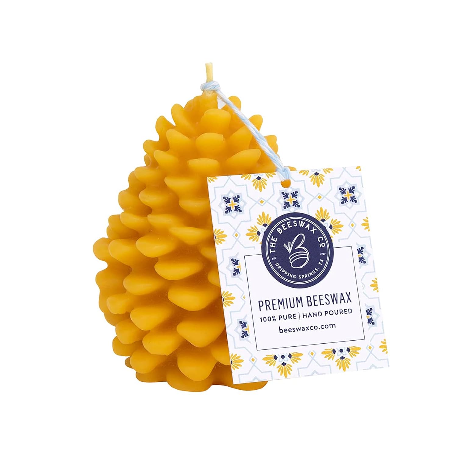 The Eeswax Co Pinecone Eeswax Candle - Natural Honey Scented - Long-Lasting & Eco-Friendly - Cotton Wick - Slow Urning - Hand Poured Pure Organic Ees Wax - 2 X 3.5