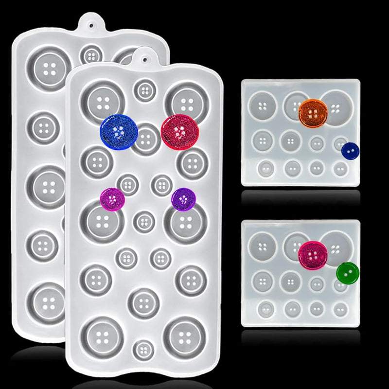 4Pcs Button Resin Silicone Molds, 10/12/15/20/22/25/30Mm, Round Button Shape Moulds For Epoxy Resin Casting Clay Diy Crafts -7 Sizes