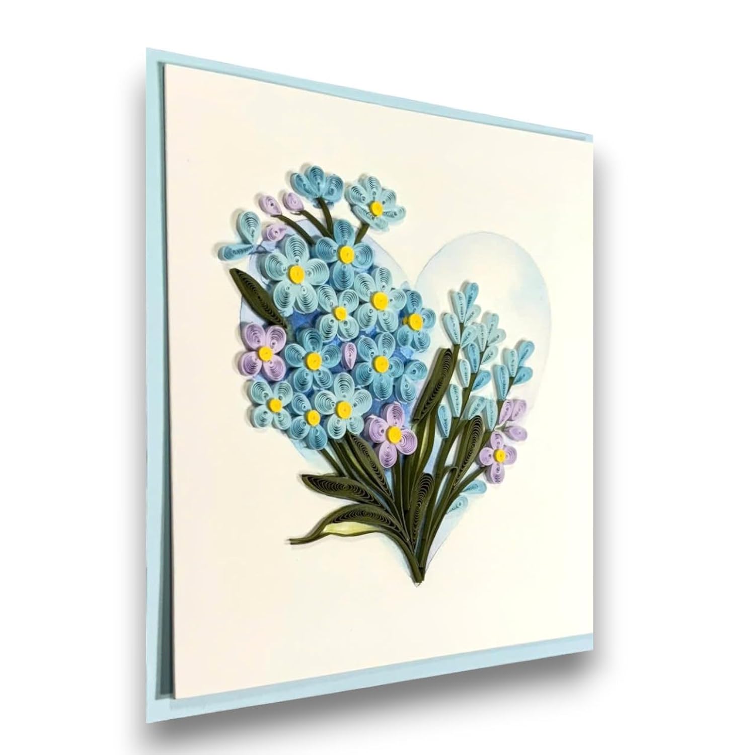 Quilling Greeting Card Handmade Forget-Me-Not Floral Design Heart Detail Romantic Gift For Her Birthday Anniversary Valentine’S Day Special Occasion Keepsake Unique Love Paper Art