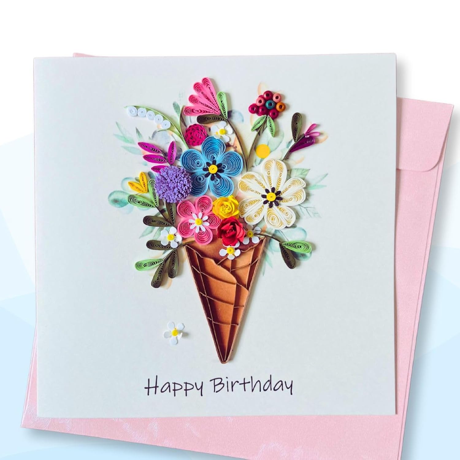 Quilling Cards 3D Birthday Cards, Handmade Paper Quilled Card, Handcrafted Quilling Card For Women, Kids And Special Family (Ice Cream)