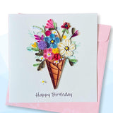 Quilling Cards 3D Birthday Cards, Handmade Paper Quilled Card, Handcrafted Quilling Card For Women, Kids And Special Family (Ice Cream)