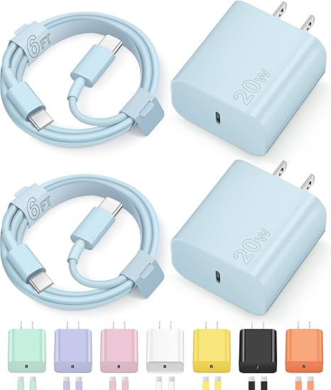 20W USB C iPhone Fast Charger with 6FT Type C Cable for iPhone 17 16 15
