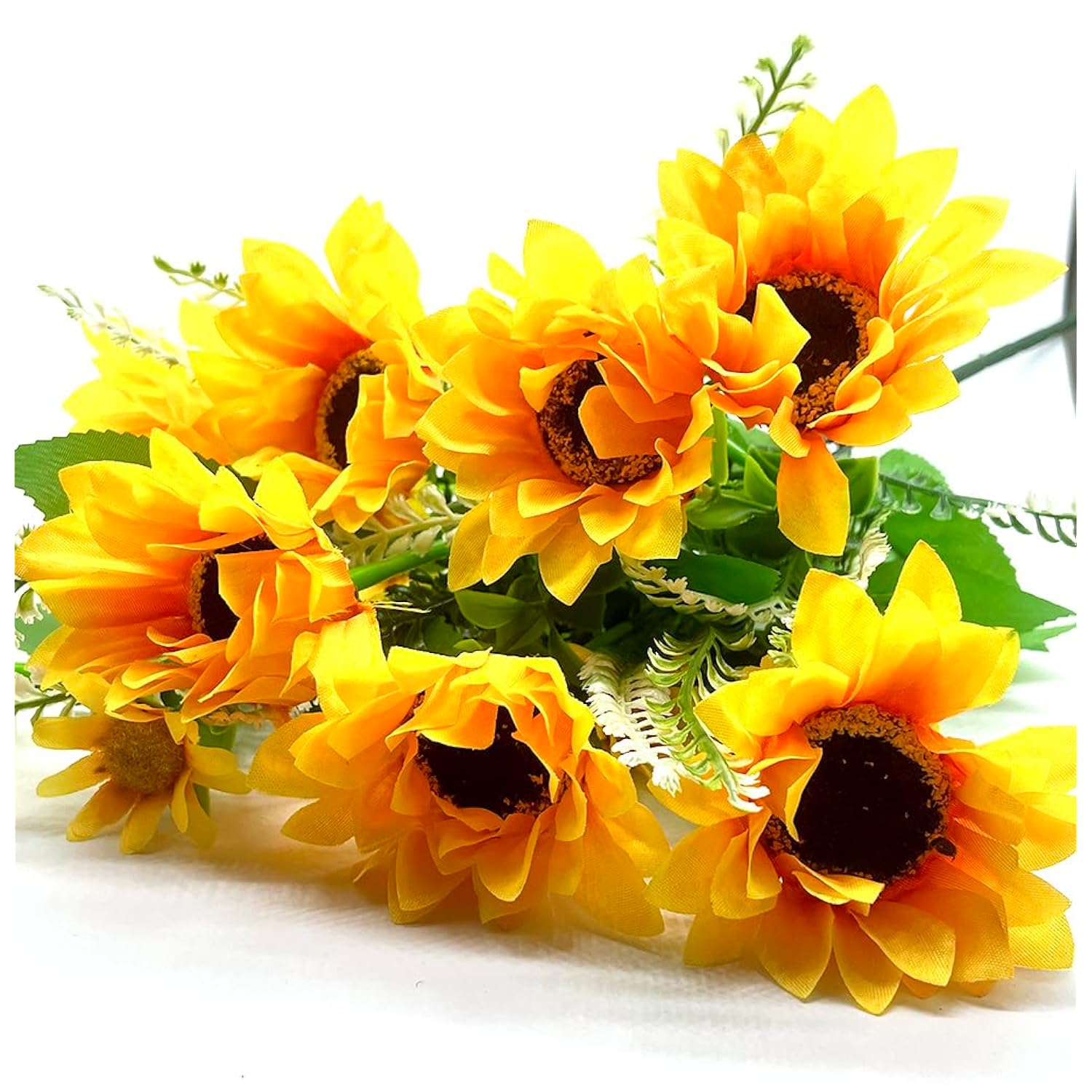Beautiful Yellow Sunflowers Artificial Flowers Mini Fake Sunflowers Bouquet With Stems For Home Decoration Party Diy Wedding Bouquets Baby Shower Outdoor Indoor Decoration(18 Flowers)